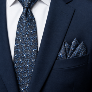 Tie & pocket square — Navy · 7.5 cm