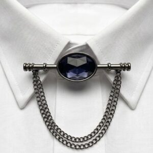 Collar pin — Silver & Navy