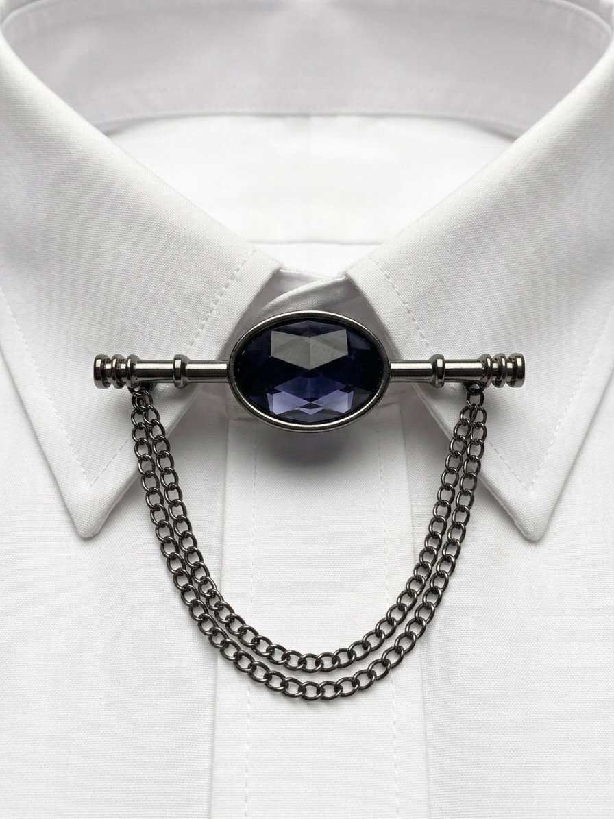 Collar pin — Silver & Navy