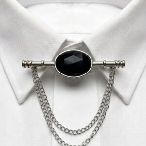 Collar pin — Silver & Black