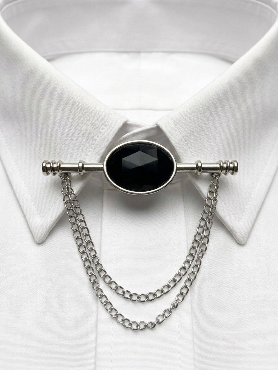 Collar pin — Silver & Black