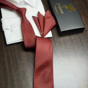 Tie & pocket square — Red · 7.5 cm