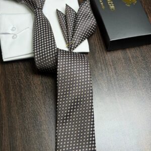 Tie & pocket square — Brown · 7.5 cm