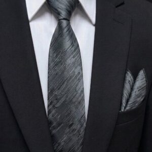 Tie & pocket square — Gray · 7.5 cm