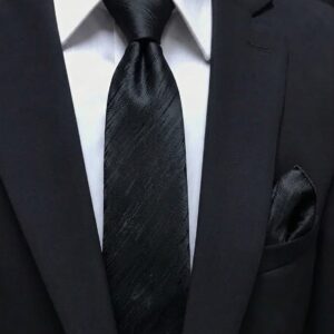Tie & pocket square — Dark Black · 7.5 cm