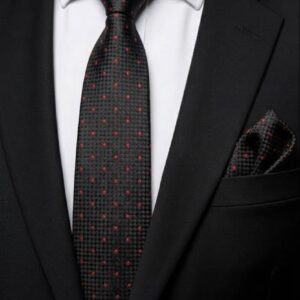 Tie & pocket square — Black · 7.5 cm