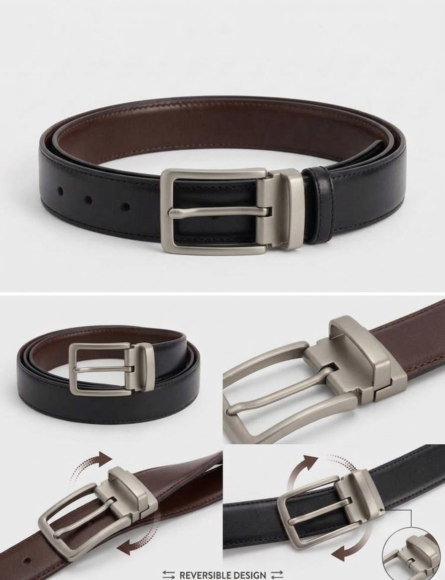 Reversible leather belt — Black & Brown