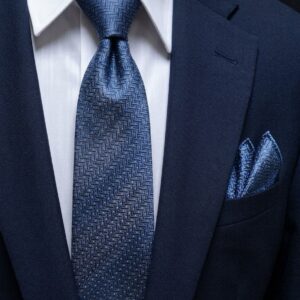 Tie & pocket square — Navy · 7.5 cm