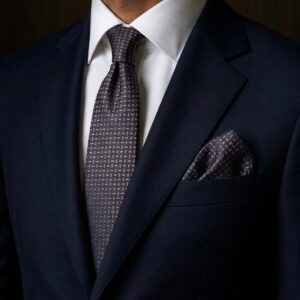 Tie & pocket square — Navy · 7.5 cm