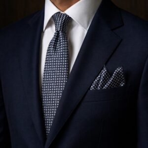 Tie & pocket square — Navy · 7.5 cm