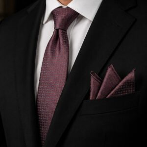 Tie & pocket square — Burgundy · 7.5 cm
