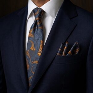 Tie & pocket square — Navy · 7.5 cm
