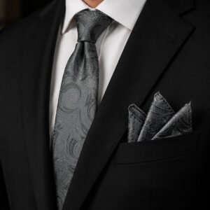 Tie & pocket square — Gray · 7.5 cm