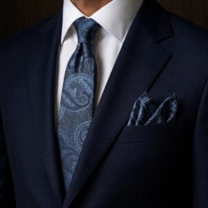 Tie & pocket square — Navy · 7.5 cm