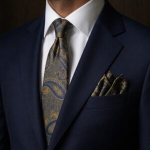 Tie & pocket square — Navy · 7.5 cm