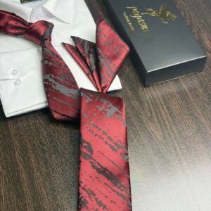 Tie & pocket square — Burgundy · 7.5 cm