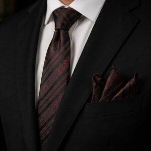 Tie & pocket square — Burgundy · 7.5 cm