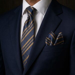 Tie & pocket square — Navy · 7.5 cm