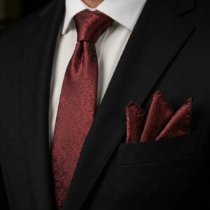 Tie & pocket square — Burgundy · 7.5 cm