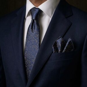 Tie & pocket square — Navy · 7.5 cm