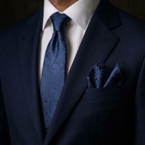 Tie & pocket square — Navy · 7.5 cm