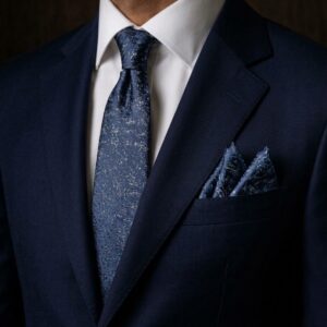 Tie & pocket square — Dark Blue · 7.5 cm