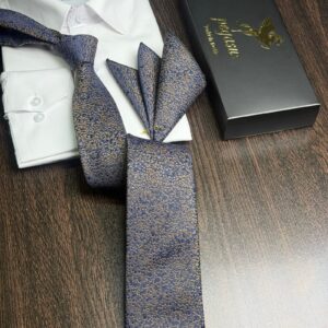 Tie & pocket square — Navy · 7.5 cm