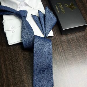 Tie & pocket square — Navy · 7.5 cm